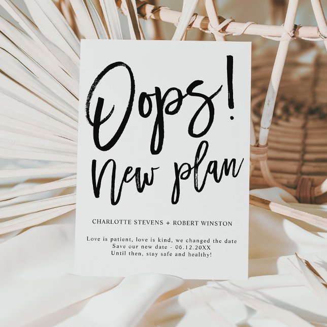 Minimalistischer neuer Plan Hochzeit ändern das Da Ankündigungspostkarte (Von Creator hochgeladen)