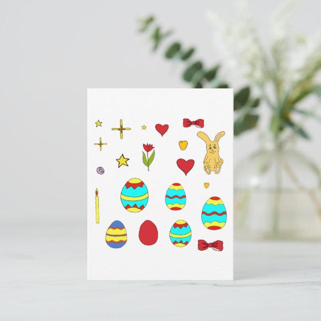 Minimalistischer Niedlicher Happy Oster Cartoon Postkarte (Stehend Vorderseite)
