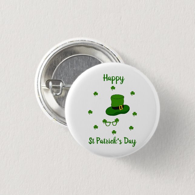 Minimalistischer Niedlicher Happy St Patrick's Day Button (Vorne & Hinten)
