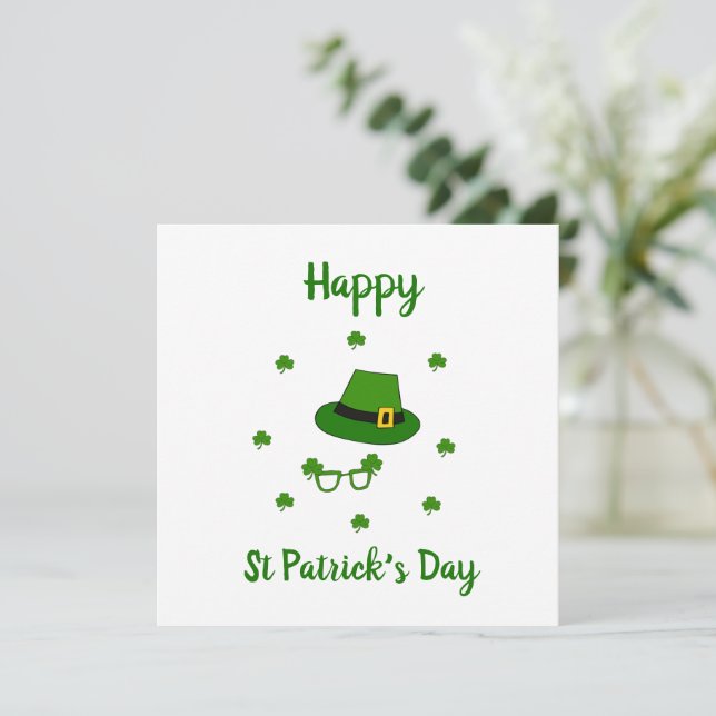 Minimalistischer Niedlicher Happy St Patrick's Day Einladung (Stehend Vorderseite)