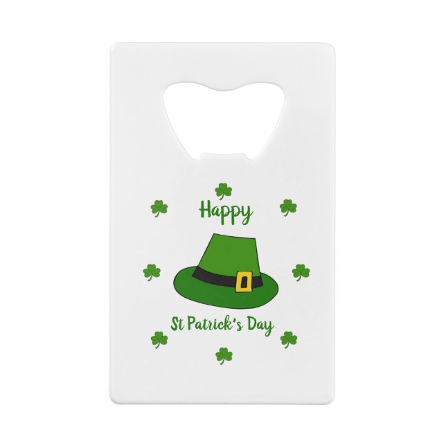 Minimalistischer Niedlicher Happy St Patrick's Day Geldbeutel Flaschenöffner (Rückseite)