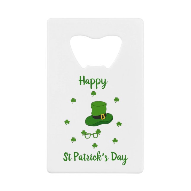 Minimalistischer Niedlicher Happy St Patrick's Day Geldbeutel Flaschenöffner (Vorderseite)