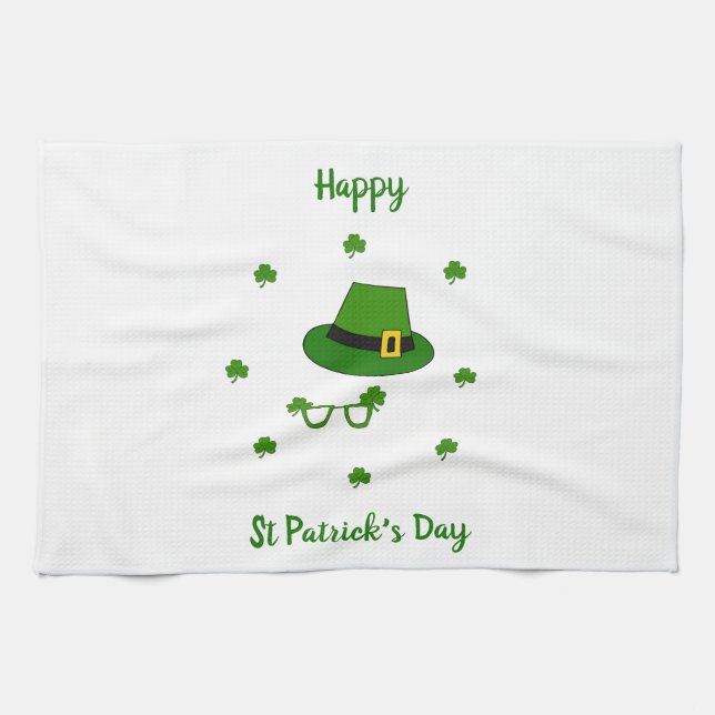 Minimalistischer Niedlicher Happy St Patrick's Day Geschirrtuch (Horizontal)