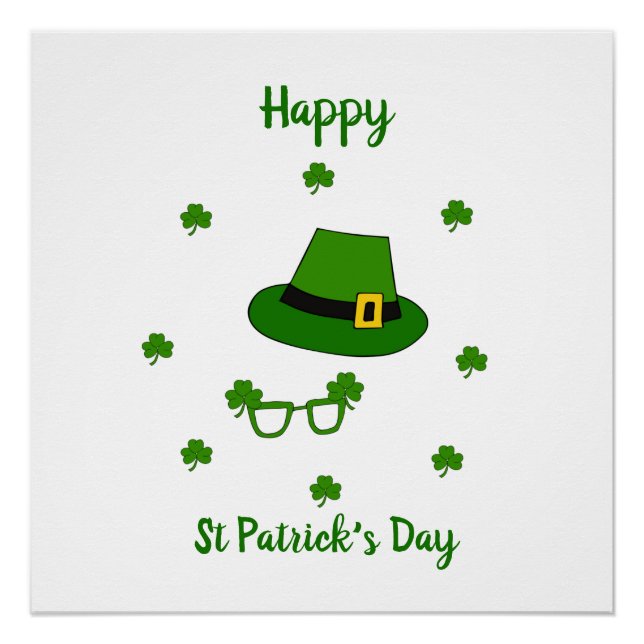 Minimalistischer Niedlicher Happy St Patrick's Day Poster (Vorderseite)