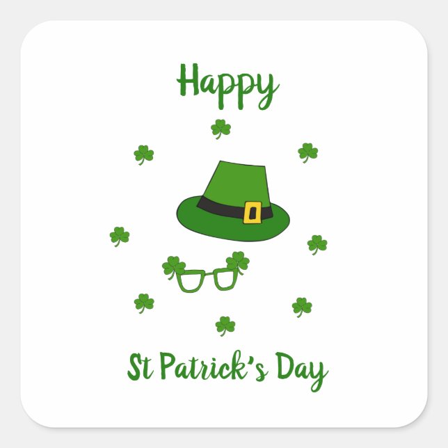 Minimalistischer Niedlicher Happy St Patrick's Day Quadratischer Aufkleber (Vorderseite)