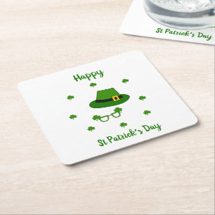 Minimalistischer Niedlicher Happy St Patrick's Day Rechteckiger Pappuntersetzer