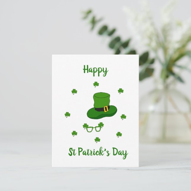 Minimalistischer Niedlicher Happy St Patrick's Day RSVP Karte (Stehend Vorderseite)