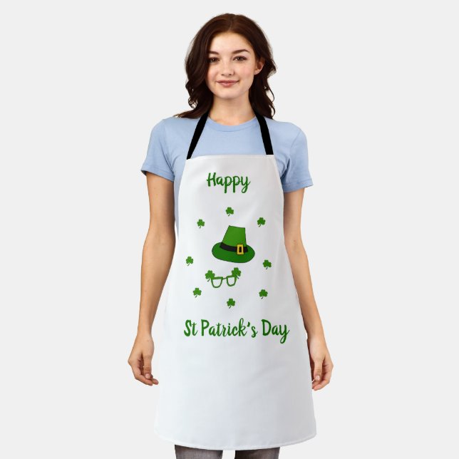 Minimalistischer Niedlicher Happy St Patrick's Day Schürze (Getragen)
