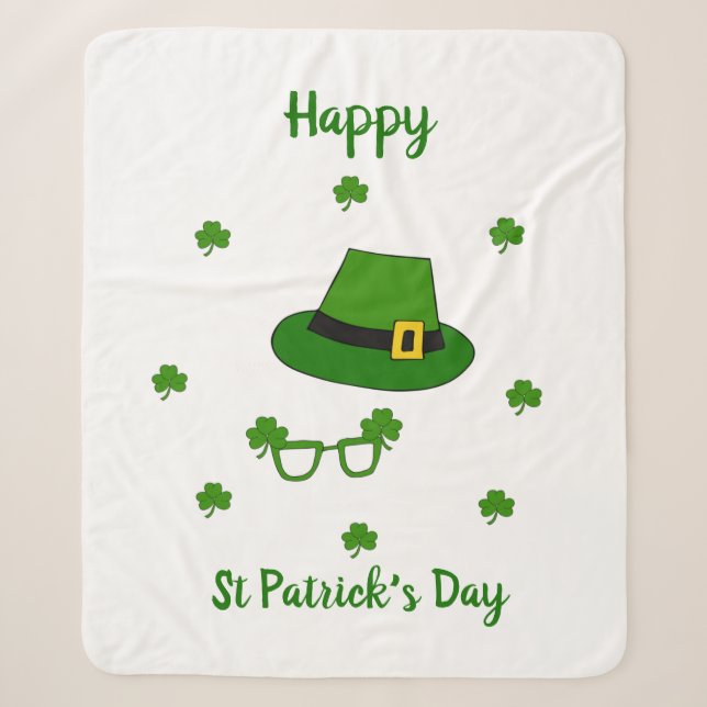 Minimalistischer Niedlicher Happy St Patrick's Day Sherpadecke (Vorderseite)