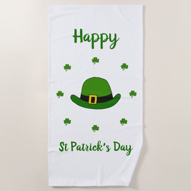 Minimalistischer Niedlicher Happy St Patrick's Day Strandtuch (Vorderseite)