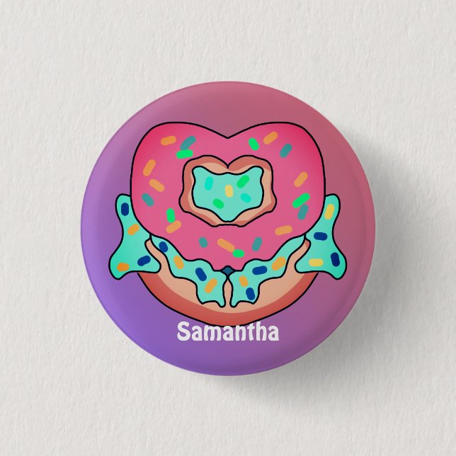Minimalistischer Niedlicher HerzDonut | Liebe Button (Vorderseite)