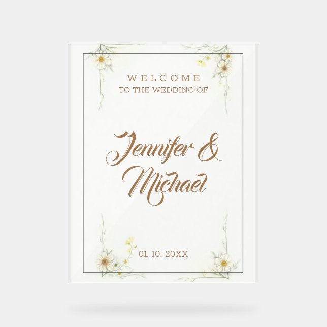 Minimalistischer Niedlicher Hochzeitsempfang Acrylschild (Vorderseite)