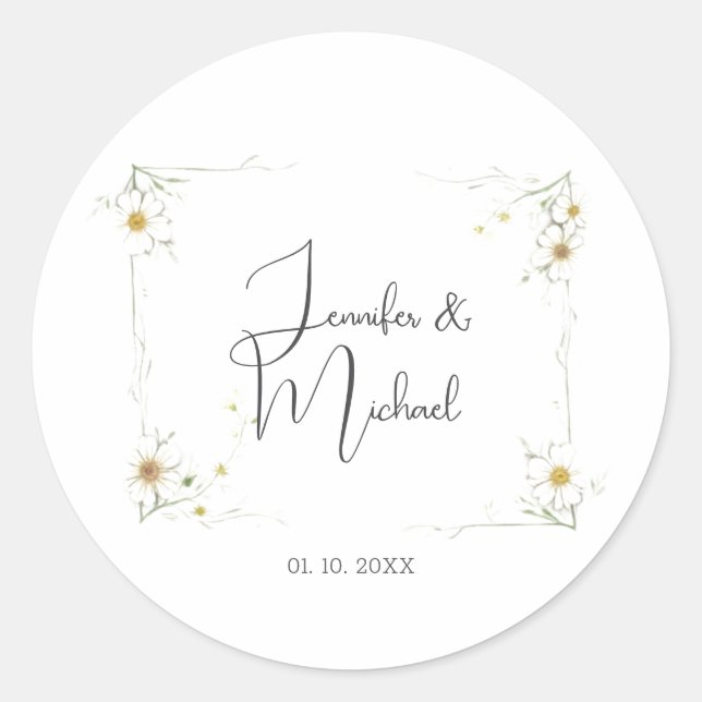 Minimalistischer Niedlicher Hochzeitsempfang Runder Aufkleber (Vorderseite)