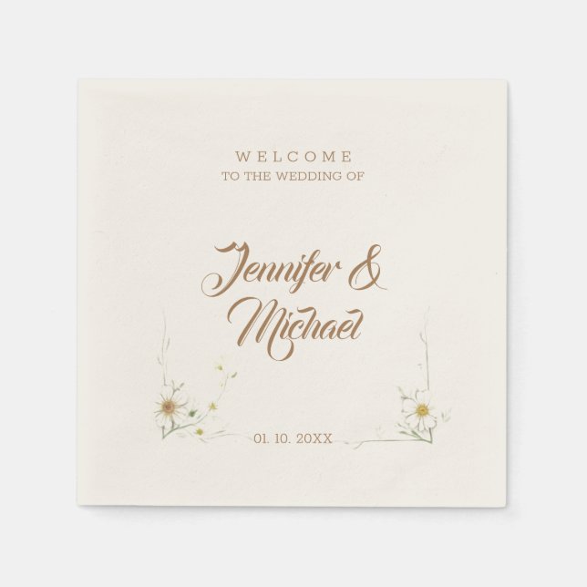 Minimalistischer Niedlicher Hochzeitsempfang Serviette (Vorderseite)