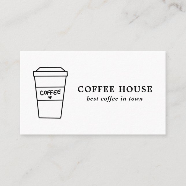 Minimalistischer Niedlicher Kaffee-Cup in Schwarz/ Visitenkarte (Vorderseite)