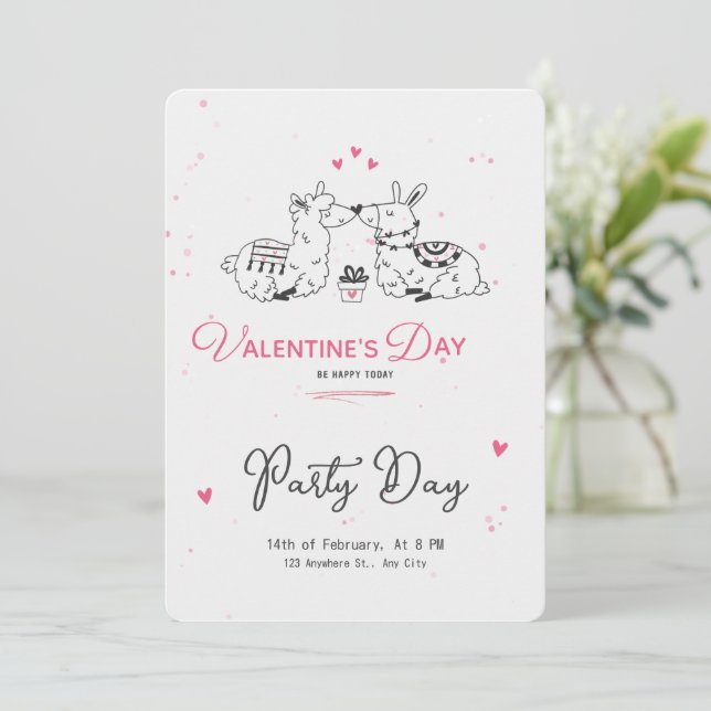 Minimalistischer Niedlicher Valentinstag Einladung (Stehend Vorderseite)