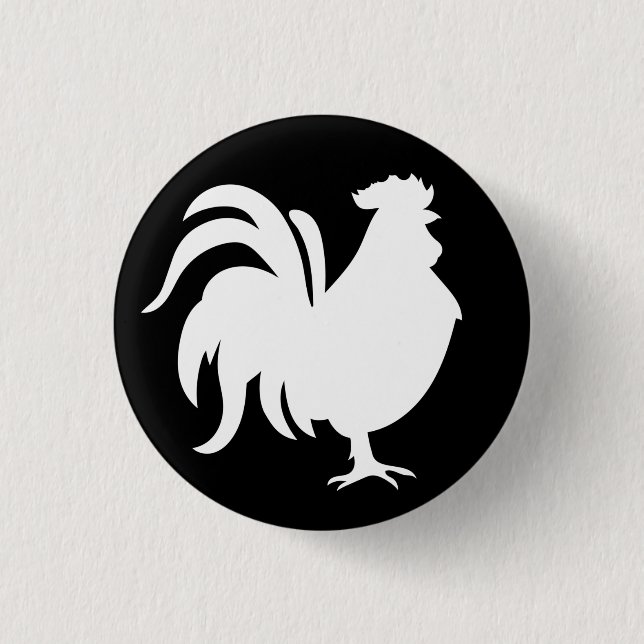 Minimalistischer Niedlicher Weißhahn Button (Vorderseite)