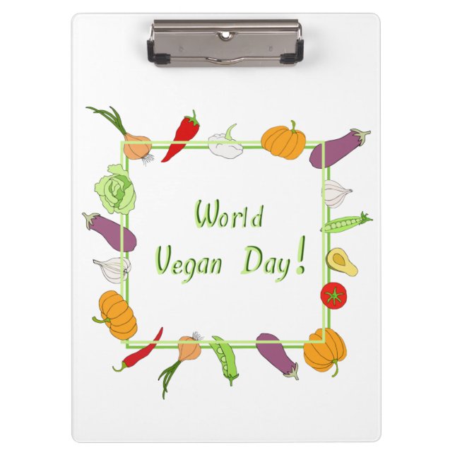 Minimalistischer Niedlicher Welttag für Vegetarier Klemmbrett (Vorderseite)