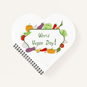 Minimalistischer Niedlicher Welttag für Vegetarier Notizbuch