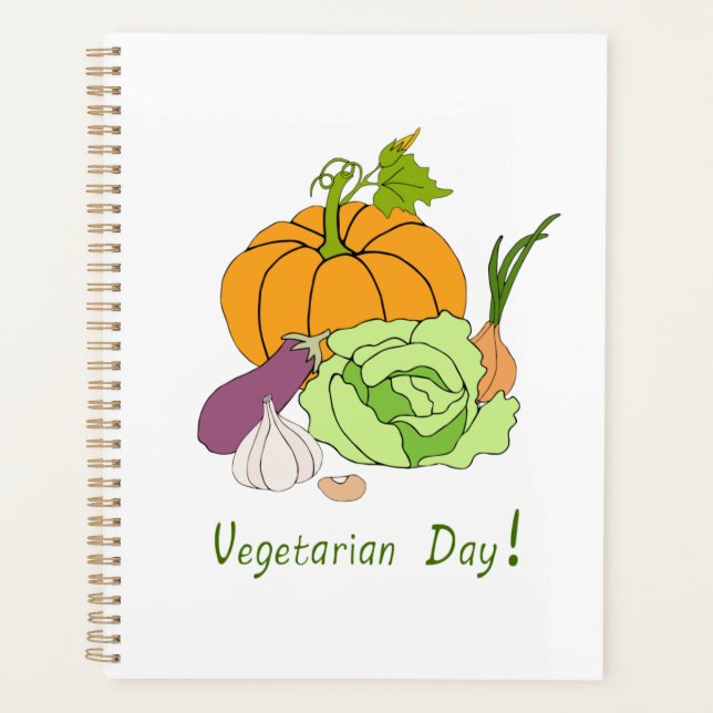 Minimalistischer Niedlicher Welttag für Vegetarier Planer (Vorderseite)