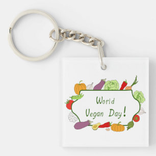 Minimalistischer Niedlicher Welttag für Vegetarier Schlüsselanhänger