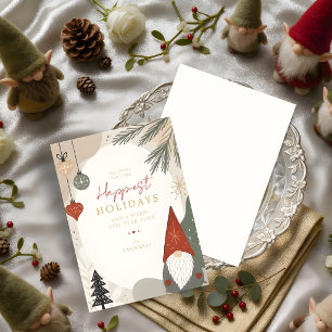 Minimalistischer nordischer Winter-Gnom Weihnachte Feiertagskarte