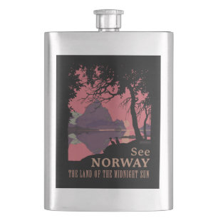 Minimalistischer Norwegen Sonnenuntergang Poster - Flachmann
