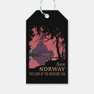 Minimalistischer Norwegen Sonnenuntergang Poster - Geschenkanhänger