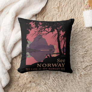 Minimalistischer Norwegen Sonnenuntergang Poster - Kissen
