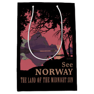 Minimalistischer Norwegen Sonnenuntergang Poster - Mittlere Geschenktüte