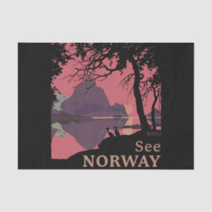 Minimalistischer Norwegen Sonnenuntergang Poster - Seidenpapier