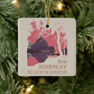 Minimalistischer Norwegen-Sonnenuntergangs-Poster Keramikornament