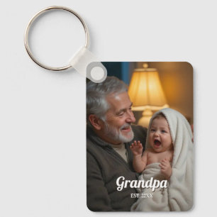Minimalistischer Opa EST Benutzerdefiniertes Foto  Schlüsselanhänger