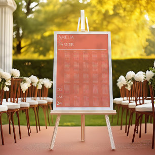 Minimalistischer orangefarbener Hochzeitskarte Poster