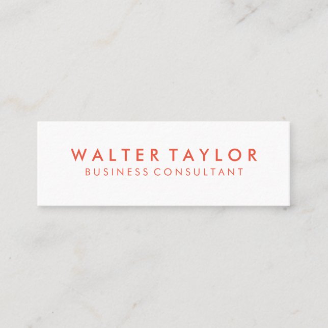 Minimalistischer Orangentext Mini Visitenkarte (Vorderseite)