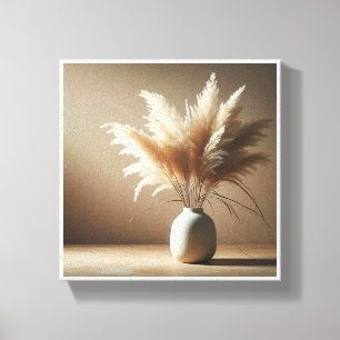 Minimalistischer Pampasgras-Dekor - Elegantes getr Leinwanddruck