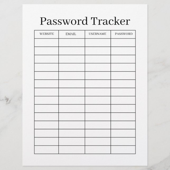 Minimalistischer Passwort-Tracker  Flyer (Vorne)