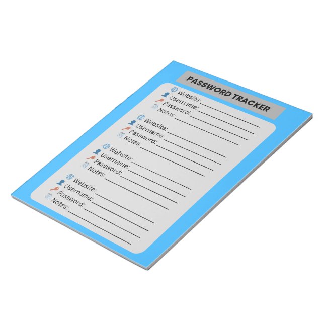 Minimalistischer Passwort-Tracker  Notizblock (angewinkelt)