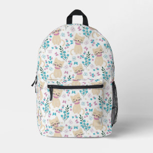 Minimalistischer Pastell-Katzen- und Schmetterling Bedruckter Rucksack