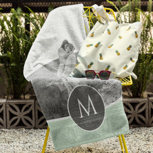 Minimalistischer Pastell-Mint-Personalisierter Nam Strandtuch