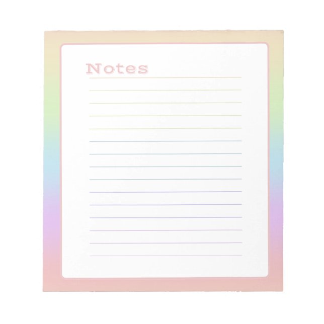 Minimalistischer Pastell Regenbogen Notizblock (Vorderseite)