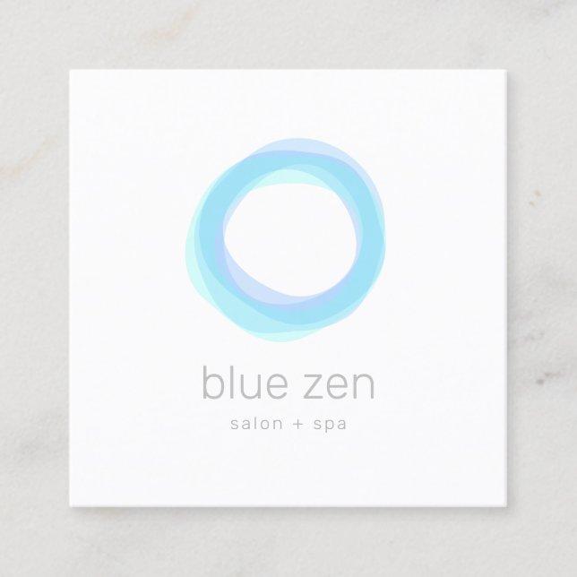 Minimalistischer Pastellblauer Zen-Kreis Quadratische Visitenkarte (Vorderseite)
