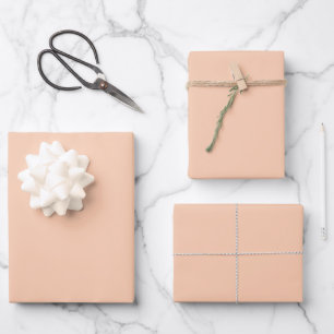 Minimalistischer pastellfarbener Pfirsichpfirsichp Geschenkpapier Set
