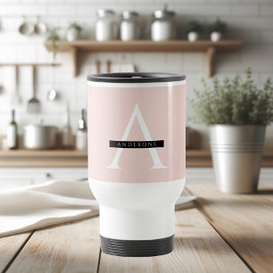 Minimalistischer pastellrosa personalisierter Name Reisebecher