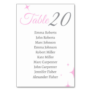 Minimalistischer Pastellrosa-Script-Hochzeitsplan Tischnummer
