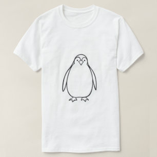 Minimalistischer Penguin Line Art T - Shirt