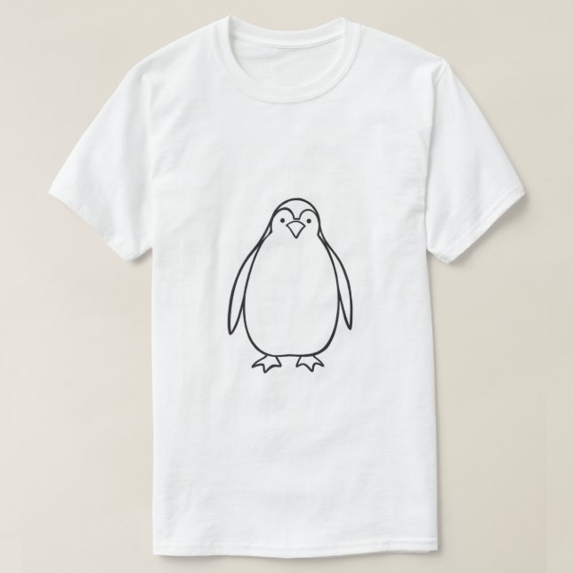 Minimalistischer Penguin Line Art T - Shirt (Design vorne)