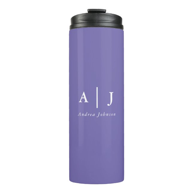 Minimalistischer Periwinkle Lila Name Thermosbecher (Vorderseite)