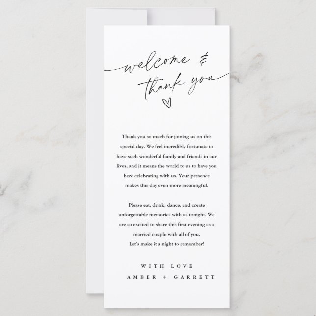 Minimalistischer Personalisierter Empfang & Dankes (Vorderseite)