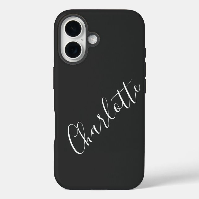 Minimalistischer Personalisierter Name für Skript  iPhone 16 Hülle (Rückseite)